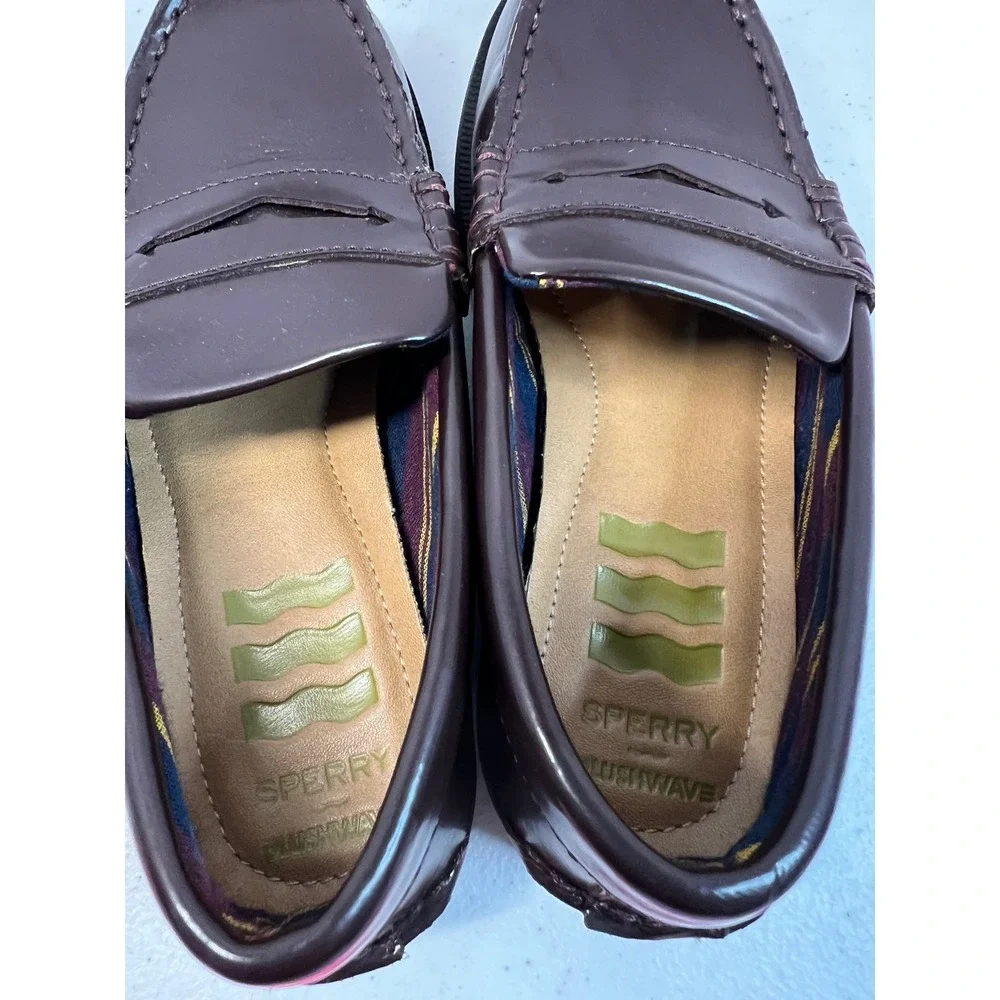 Sperry Kids Plushwave Penny Loafers Burgundy Dress Shoes Size 12.5M STK263476